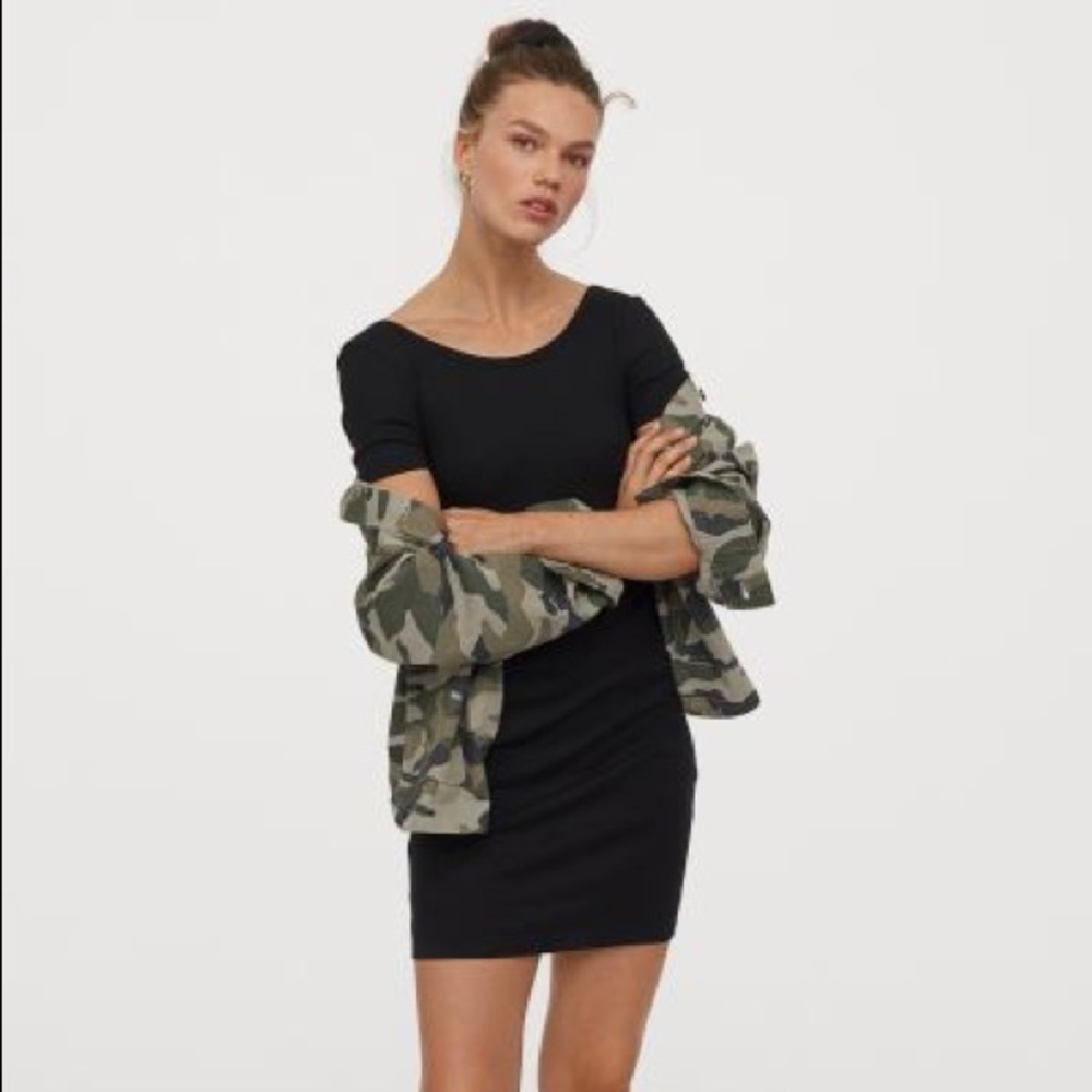 H&M Fitted Ribbed Tee Shirt Dress M
